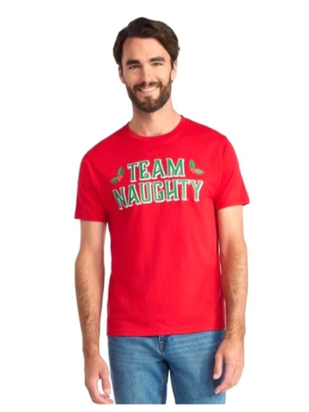Team Naughty Red Holiday Graphic T-Shirt XL Christmas Humor Tee